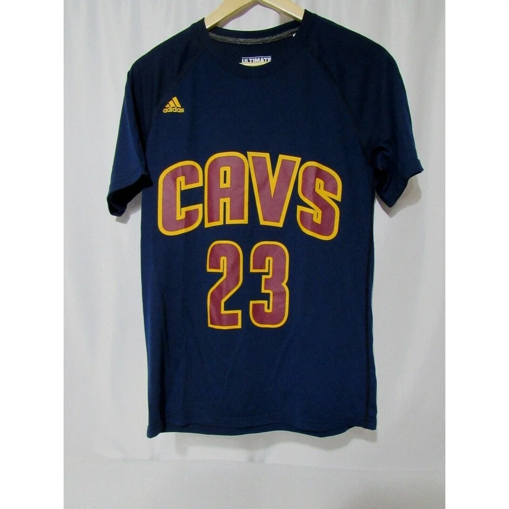 Adidas Lebron James #23 Cleveland Cavaliers Tee Shirt Basketball Blue S